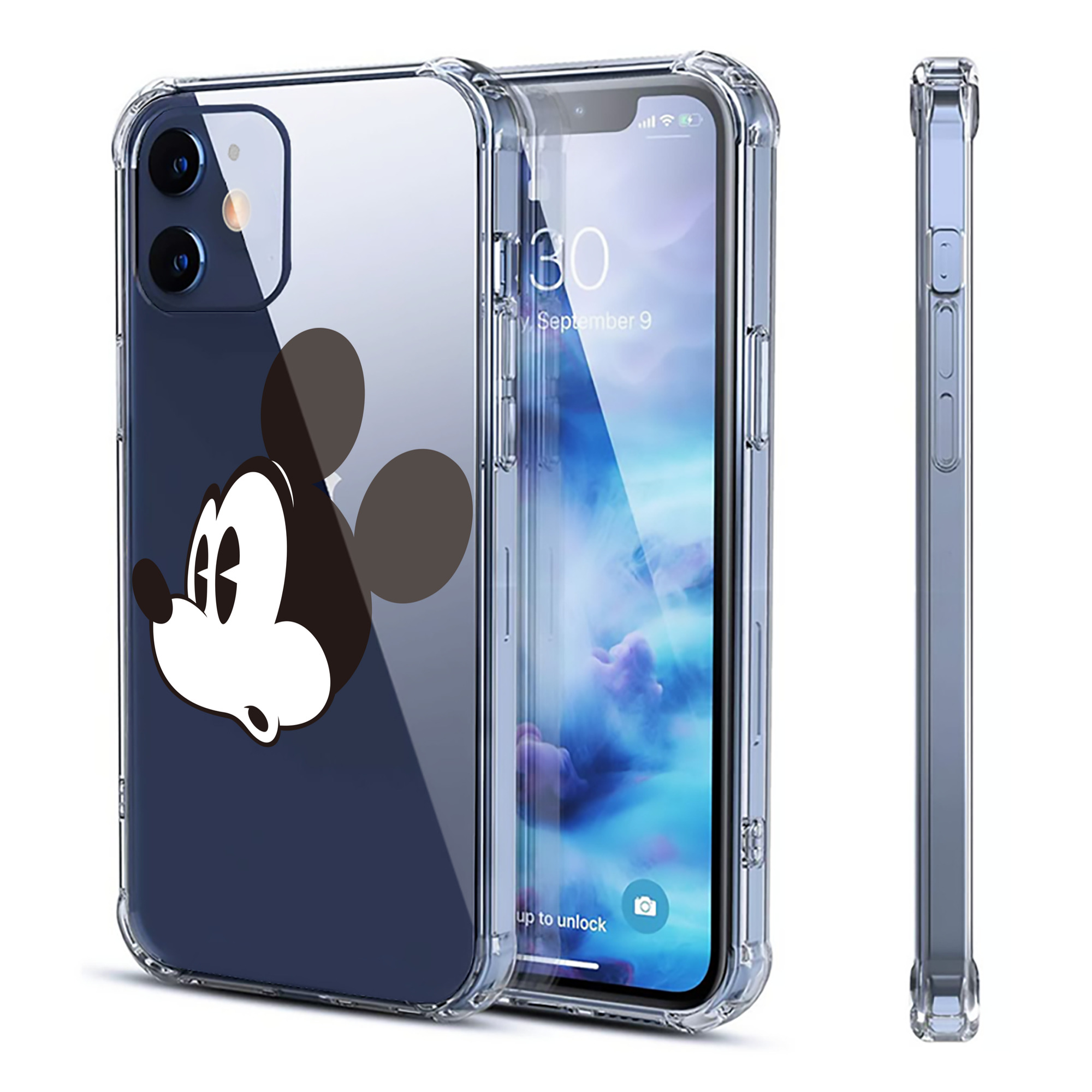 （画像用） ミッキーマウス Mickey Mouse 【iPhone 12シリーズ対応】透明スマホケース（クリアソフトケース）